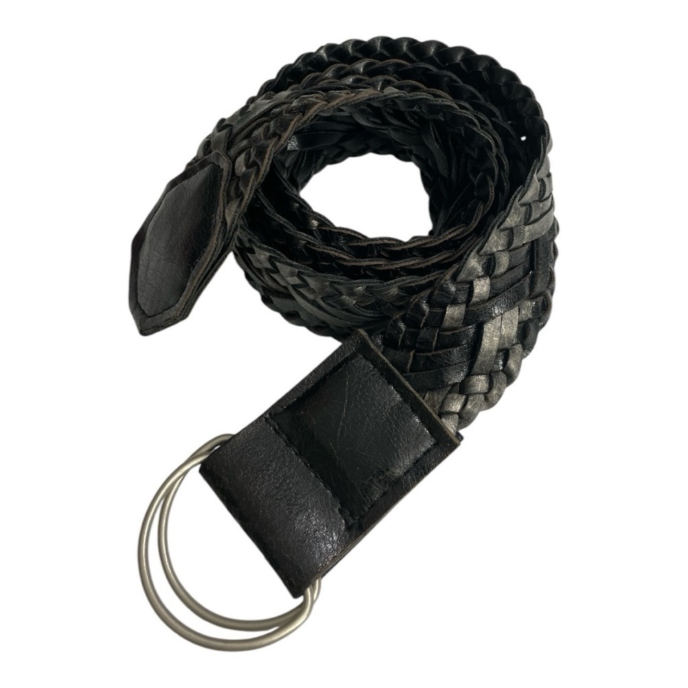 Double sided Black and Sliver Braided Belt synthetic leather